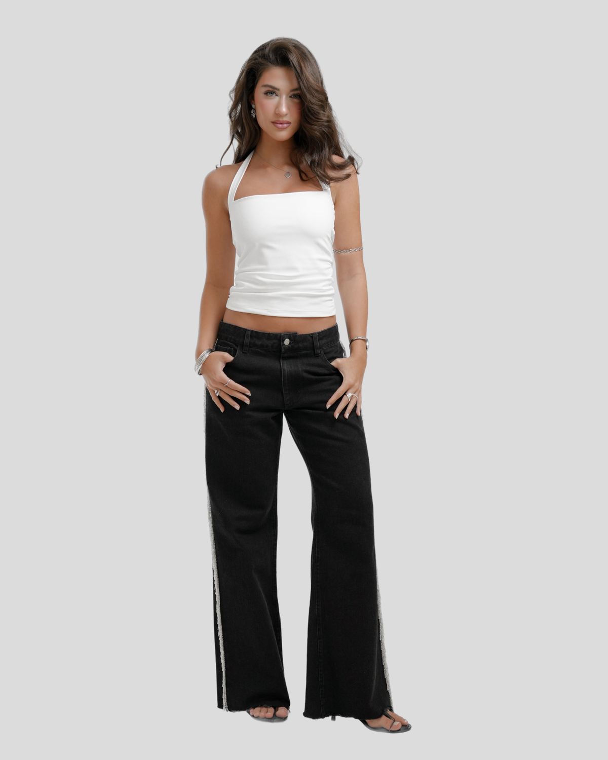 [PRÉ VENDA] Calça Jeans Com Franjas Bordadas