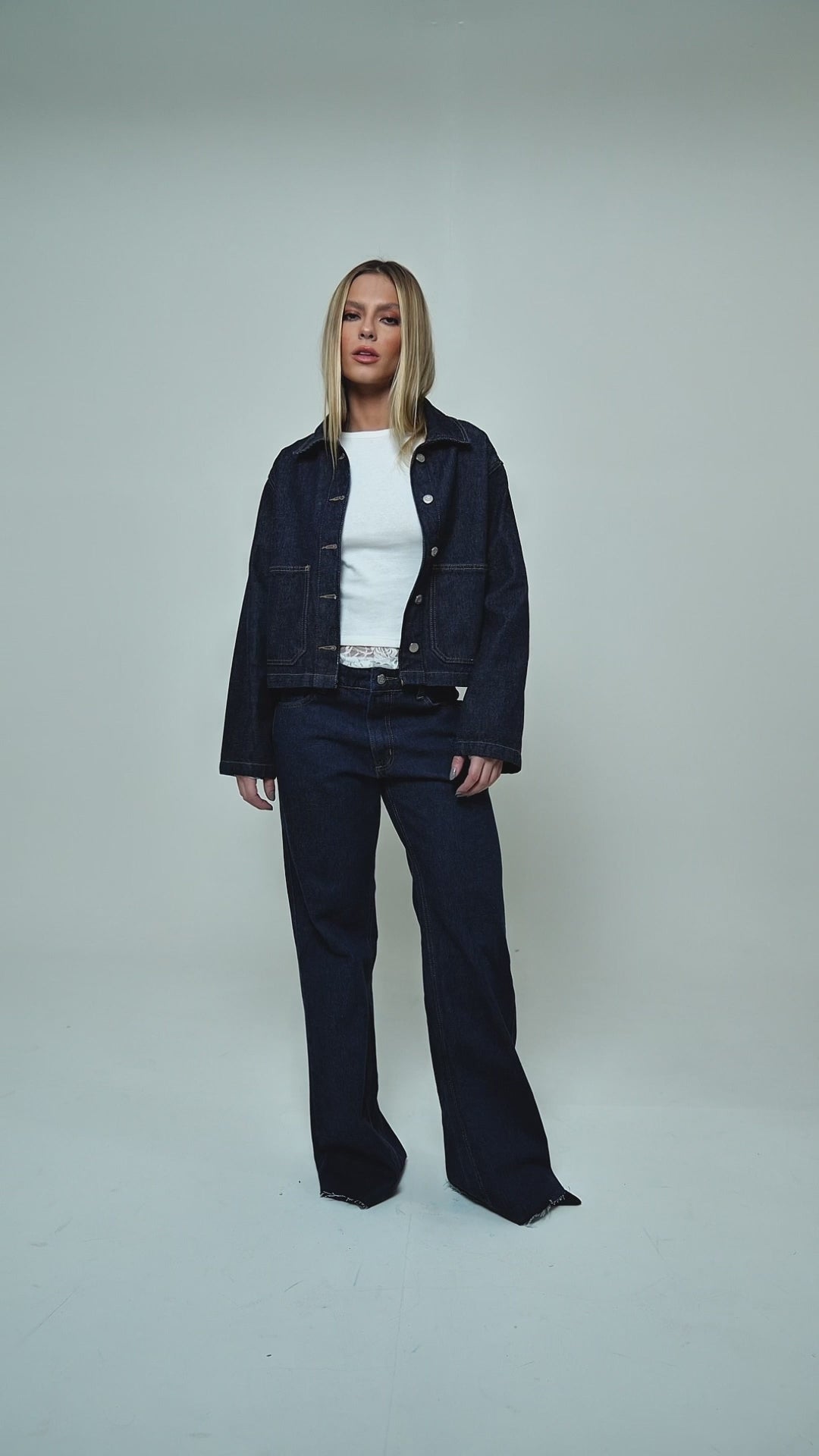Jaqueta Boxy Jeans Escuro